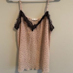 pink polkadot lace tank top